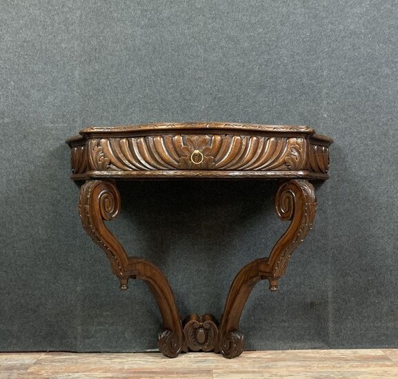 Curved console - Renaissance style - Oak - Mid 19th century