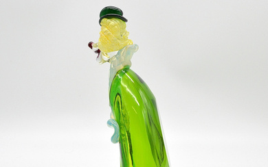 DESIGNER SCULPTURE, MURANO GLASS BOWL AS A CLOWN, ITALY, AROUND 1950S.