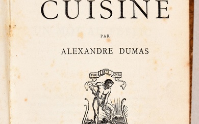 DUMAS, Alexandre Petit dictionnaire de cuisine. Paris A. Lemerre 1882 In-12 (rouss., claire mouill. marg.,...