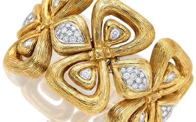 Diamond, Platinum, Gold Bracelet Stones: Full-cut diamonds weighing a...