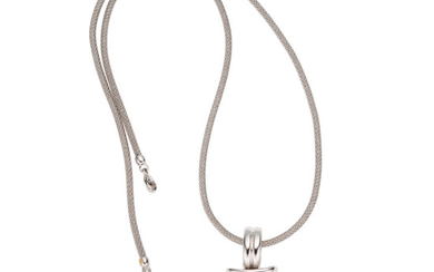 Diamond, White Gold Pendant-Enhancer-Necklace The enhancer features full-cut diamonds...