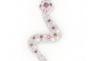 Diamonds Necklace - 18 kt. White gold - Necklace with pendant - 0.20 ct Diamonds - pink diamonds