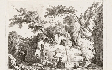 Différentes vues dessinées d'après nature d'après Robert & Fragonard. Basan, 1771. 6 eaux-fortes, [Robert, Hubert] -- Adélaïde Allou