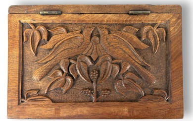 Doves Folk Art Hand Carved Wood Bride's Box