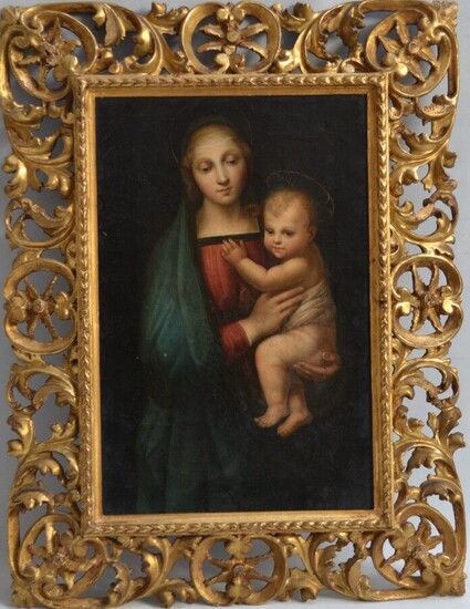 ECOLE ITALIENNE du XVIIIème Vierge à l'enfant Huile sur toile 41 x 27 cm (petits...