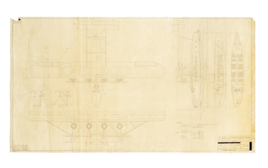 ENGINEER'S DRAWING OF THE SIKORSKY S-40 FLYING BOAT.