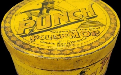 Early 19th C Polish Mop Punch Advertisement Tin
