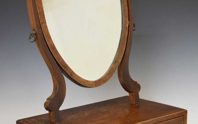 Early 19th century mahogany swing dressing table mirror with two fitted drawers