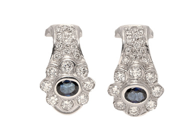 Earrings in white gold, diamonds and sapphires.
