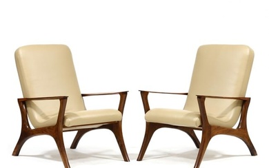 Ed Paradise (American 20th/21st Centruy), Pair of Walnut Lounge Chairs