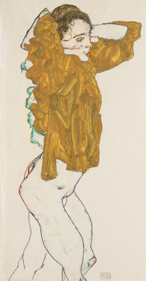 Egon Schiele Sich Entkleidendes Mädchen (Girl Undressing)
