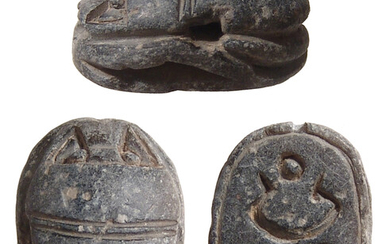 Egyptian stone scarab, 3rd Intermediate - Late Period