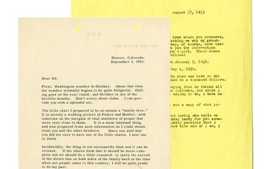 Eisenhower TLS to His Brother Re: Golf and a "family tree"