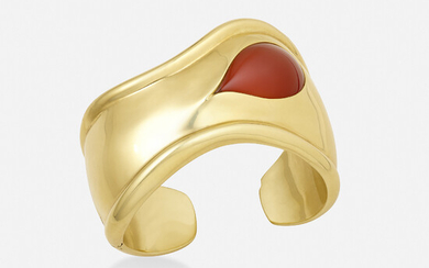Elsa Peretti for Tiffany & Co., Gold and carnelian ‘Bone’ cuff bracelet