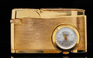 Elvis Presley's "EP" Engraved Gold Tone Lighter/Clock