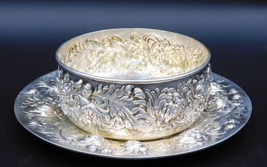 Embossed Sterling Silver Bowl and Underplate.