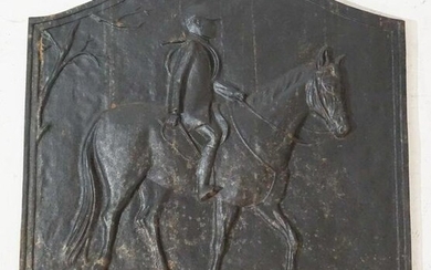 Exceptional Cast Iron Equine Fire Back