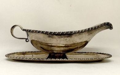 Extremely rare Antique Silver Venetian Sauce Boat - .800 silver - Italy - Mid 19th century