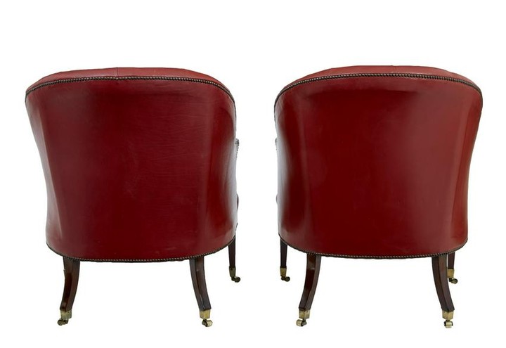 FINE QUALITY PAIR OF LATE 19TH CENTURY LEATHER LOUNGE