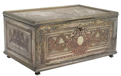 FRENCH SILVER PLATE JEWELRY CASKET, 19TH C.