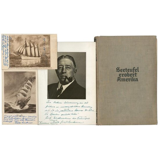 Felix von Luckner Signed Book, Photograph, and (2)
