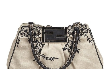 Fendi - Embroidered Hemp Mia Shoulder Bag Shoulder bag