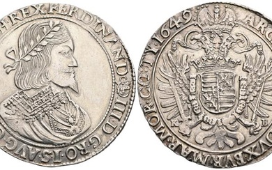 Ferdinand III. 1637-1657 Taler, 1649 KB. Kremnitz 28,50g Herinek 475a...
