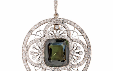 Fine Edwardian Alexandrite and Diamond Pendant