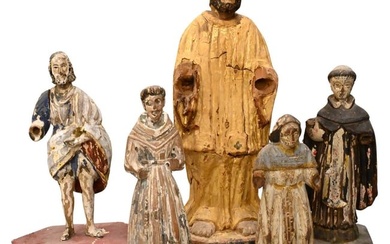 Five Spanish Colonial Religious Figures