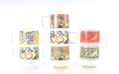 Florencia Porcelain Cups Lot Of Seven