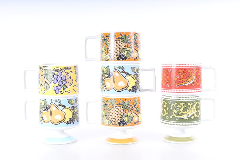 Florencia Porcelain Cups Lot Of Seven