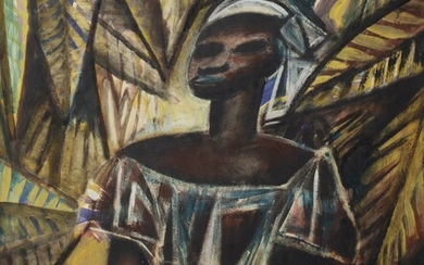 Floris Jespers (1889-1965), African Lady, oil on paper on fibre wood, 80 x 100 cm...