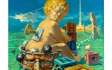 Framed Port ( American b.1957) Painting, Childhood