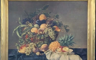 Framed Still Life Fruit & Floral Lithograph