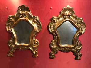 Frames for cartagoria turned into mirrors (2) - Baroque - Gilt, Wood - Second half 18th century