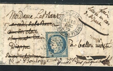 France 1870 - Rare Balloon Mail ‘Le Parmentier’ (December 15th - December 31st, 1870)