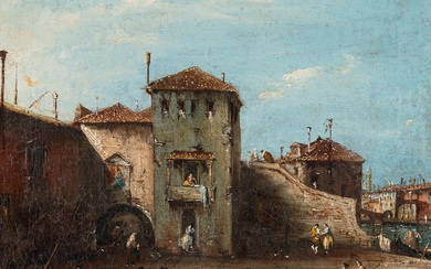 Francesco Guardi (Nachfolge) (1712 - Venedig - 1793) – Geschäftige Szene auf einem venezianischen Platz