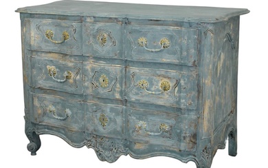 French 18th c commode arbalette in walnut with painted finish