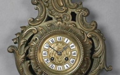 French Bronze Cartel Clock, late 19th c., the scroll