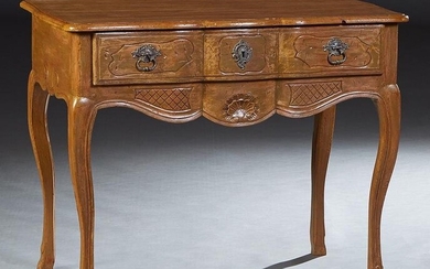 French Carved Walnut Bowfront Dressing Table, early
