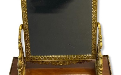 French Empire Style Dore Bronze Mounted on Wood Dressing with Mirror