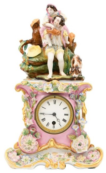 French Porcelain Figural Mantel Clock