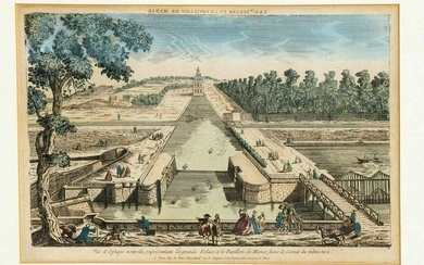 French peep-sheet c. 1780, ''La grande Ecluse et le Pavillon de Manse'', col. copperplate