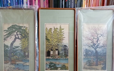 'Friendly Garden' (complete set of 3 prints) - ca 1980 - Toshi Yoshida (1911-1995) - Japan