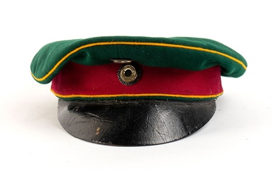 GERMANY, Empire Hussar cap, late 19th-early 20th century in green wool cloth with yellow border,...