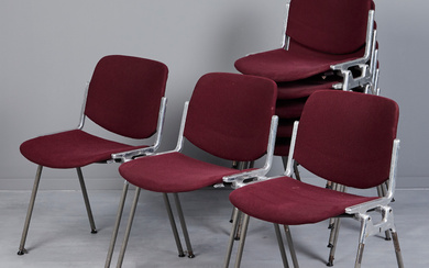 GIANCARLO PIRETTI. Castelli, eight chairs, model 'DSC 106', aluminium, PVC, designed in 1965, Italy (8).