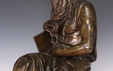 GRAND TOUR STYLE BRONZE SCULPTURE MOSES AFTER MICHELANGELO