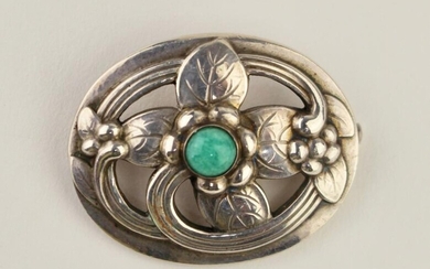 Georg Jensen Sterling Brooch with Turquoise