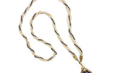 Gold, Diamond and Enamel 'Momento Mori' Pendant Necklace
