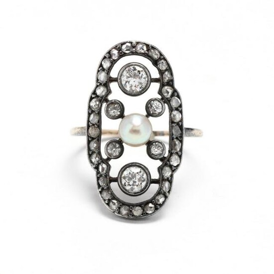 Gold, Diamond, and Pearl Ring